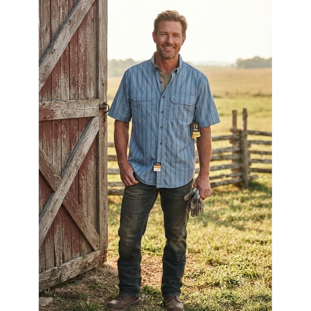 Noble Outfitters FullFlexx Ultramax SS Work Shirt Blue Stripe& glass wipe Lt
